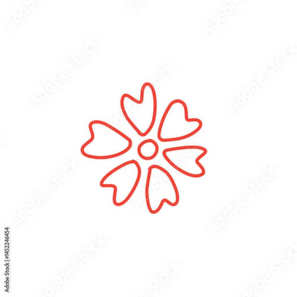 Obraz red flower doodle