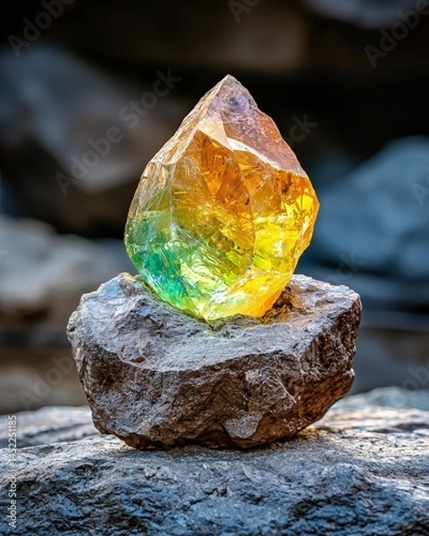 Obraz Unique rock formation with a colorful mineral overlay showcasing nature's beauty and geological diversity