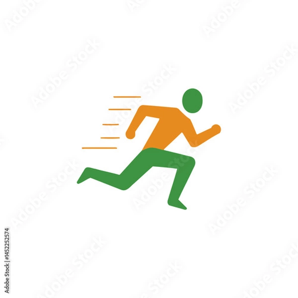 Fototapeta Energetic Runner: An energetic figure, depicted in vibrant colors, sprints forward with dynamic motion, representing speed and vitality in a symbolic illustration.