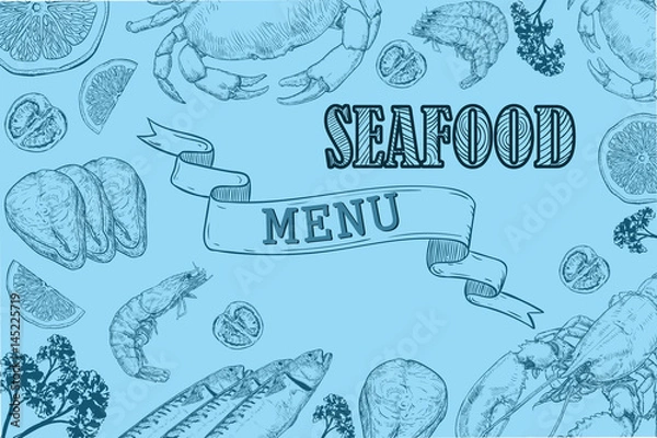 Obraz vintage seafood restaurant flyer