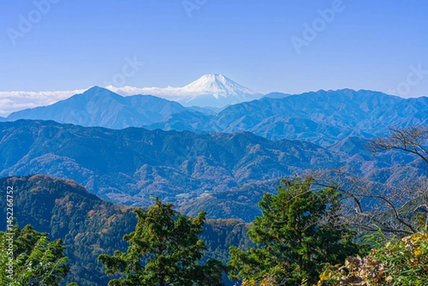 Obraz 東京・高尾山山頂から望む富士山（2024年11月撮影）
Mount Fuji Viewed from the Summit of Mt. Takao, Tokyo (November 2024)