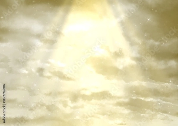 Fototapeta 天使が降臨しそうな神々しい空　背景イラスト
