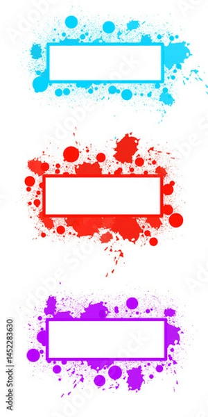 Fototapeta abstract multicolor splash  splatter frame set illustration