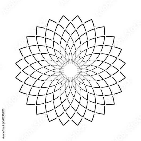 Fototapeta Radial Geometric Circle Pattern Mandala. Abstract Round Design Element. 