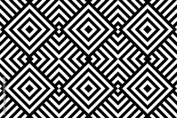 Fototapeta Abstract Seamless Geometric Checked Black and White Pattern.