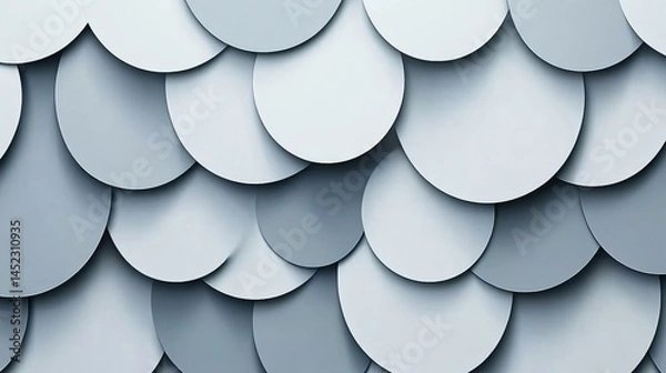 Obraz Abstract composition of suspended gray spheres against a structured white and gray backdrop made with Generative AI technology