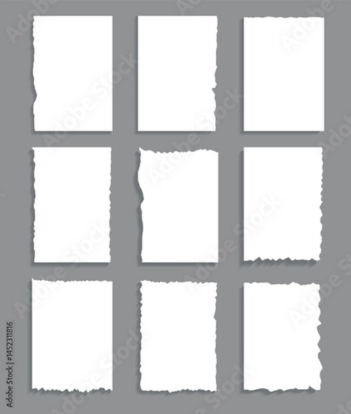 Obraz Collection of a large set of paper sheets with 
torn paper effect and realistic shadow effect, paper vector illustration collection