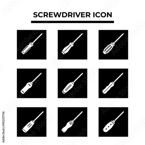 Fototapeta screwdriver icon vector illustration. collection of several screwdriver icons - stock vector.