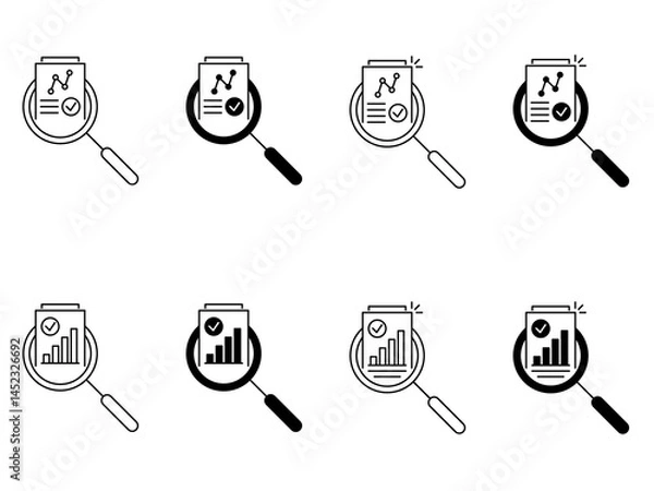 Fototapeta Audit and Data Analysis icon set. Audit and Data Analysis vector icon in line design for web design, logo and mobile app. Symbol of Audit and Data Analysis on white background. Vector illustration.