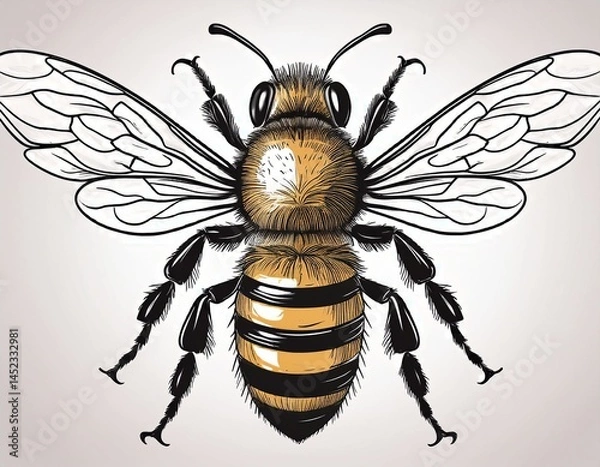 Fototapeta sketch of a bee illustration on white background