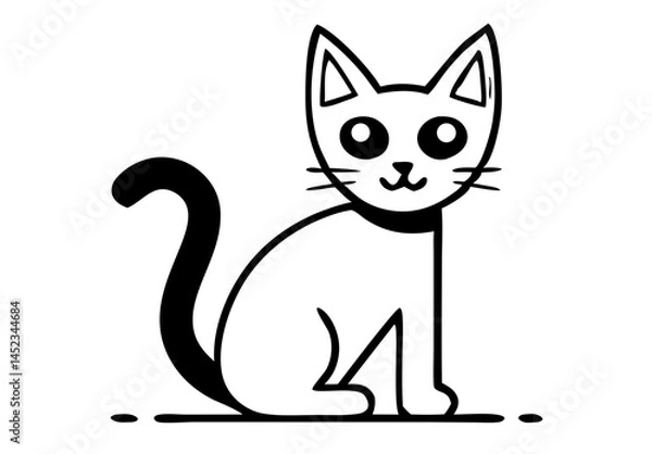 Fototapeta black and white cat vector