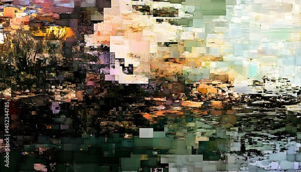 Fototapeta Pixelated Landscape Scene