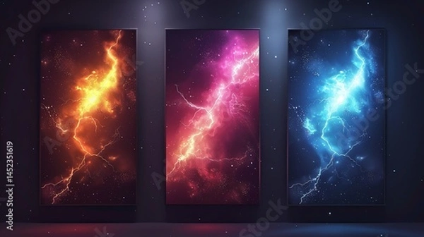 Fototapeta Realistic abstract glowing lights in a rectangle cover design background, Generative AI illustrations.