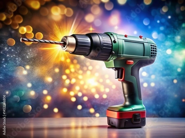 Fototapeta Professional Power Drill on White Background - Stock Photo