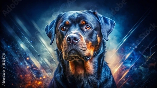 Obraz Sleek Rottweiler Double Exposure: Abstract Fur Pattern Stock Photo