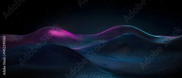 Obraz Abstract landscape with glowing hills, dark and vibrant colors