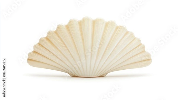 Fototapeta a single scallop seashell, isolated on white background