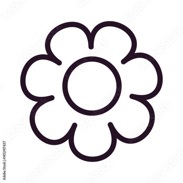 Fototapeta Vector childish handdrawn outline flower. Daisy, sunflower, camomile, gerbera flower for children coloring book, pages, kids game, application