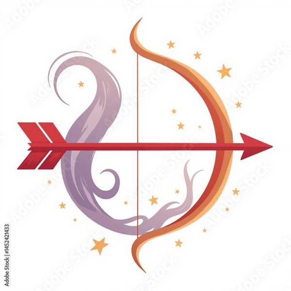 Fototapeta Astrological Sagittarius Symbol with Arrow and Stars  