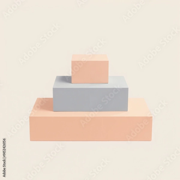 Fototapeta Minimalist geometric blocks in pastel colors on a neutral background  