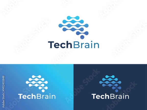 Obraz Minimal and Modern Technology Brain logo design