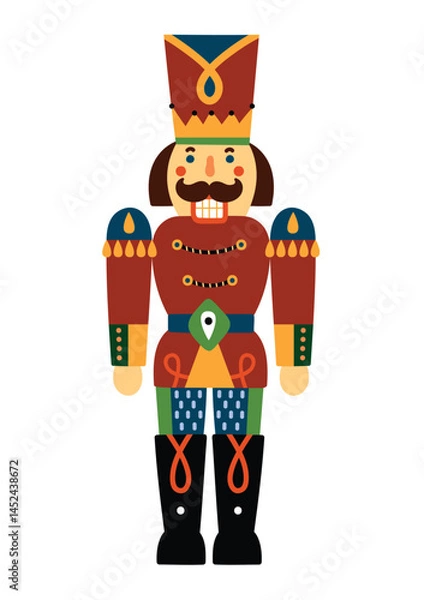 Fototapeta Christmas Nutcracker.Toy Soldier. Kid illustration on a transparent background.