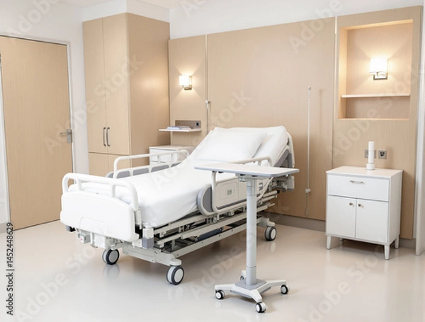 Obraz modern adjustable hospital bed in a clean well-lit private room