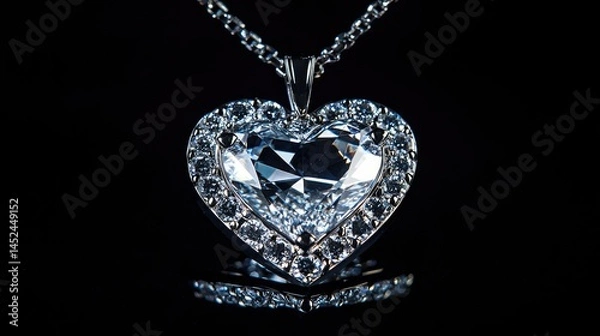 Obraz Elegant heart-shaped diamond pendant against a black backdrop.