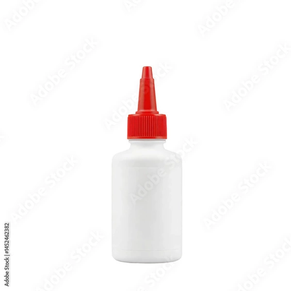 Fototapeta White glue bottle with red cap isolated on transparent background
