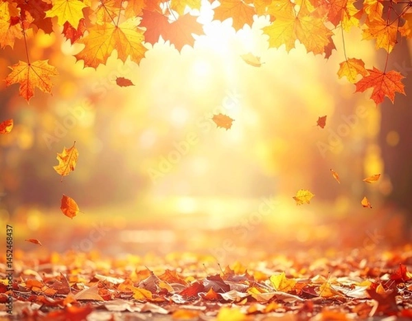 Obraz やさしい光に包まれた秋の風景イラスト