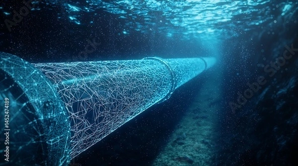 Fototapeta Underwater Data Transmission Pipeline Networked Subsea Infrastructure