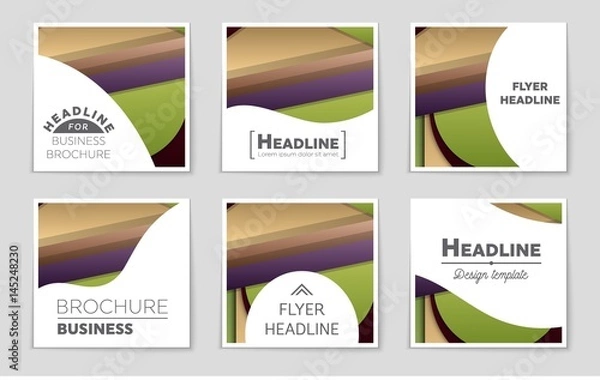Fototapeta Abstract vector layout background set. For art template design, list, front page, mockup brochure theme style, banner, idea, cover, booklet, print, flyer, book, blank, card, ad, sign, sheet,, a4
