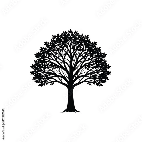 Fototapeta tree isolated silhouette on white background.Elegant Tree Vector Perfect for NatureThemed Designs and Projects.