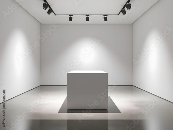 Fototapeta Silent Showcase: A White Cube Waiting in the Light
