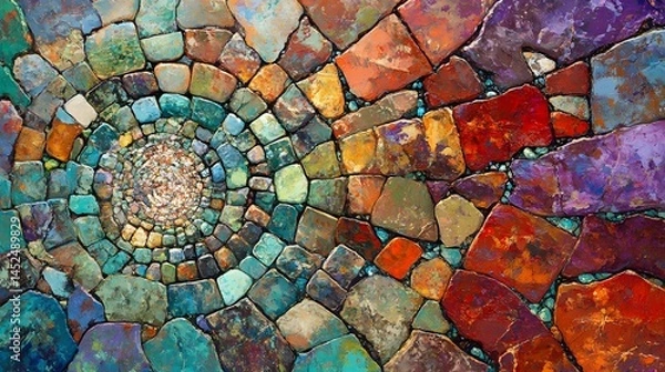 Obraz Abstract Colorful Stone Mosaic Spiral Artwork
