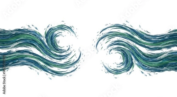 Obraz Water Wave Abstract Swirls Green Blue