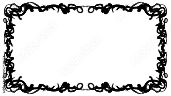 Fototapeta Black line hand drawing abstract background border