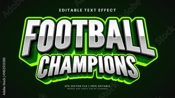 Obraz Football champions 3d editable text effect sport style