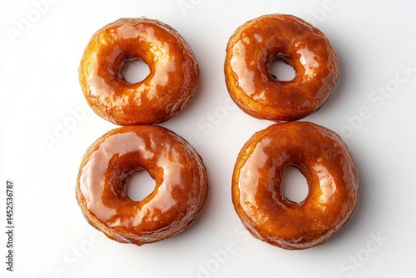 Fototapeta glazed donuts on white surface.