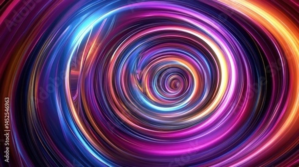 Obraz Vibrant, swirling concentric circles of luminous, iridescent colors.  Intricate, dynamic lines create a hypnotic, abstract design