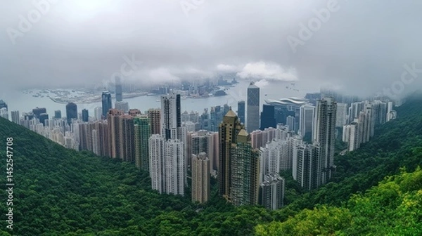 Obraz Hong Kong cityscape shrouded in mist