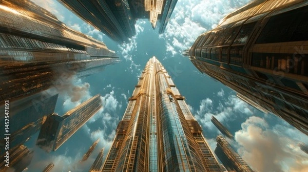 Obraz Modern city skyscrapers reaching for the sky
