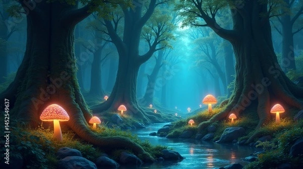 Obraz Luminescent Forest: A Realm of Enchanted Beauty