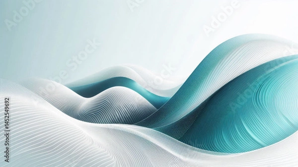 Obraz A clean and modern wave-style abstract background with teal and white hues, ideal for pharmaceutical branding, online drugstore interfaces, or medication ads.