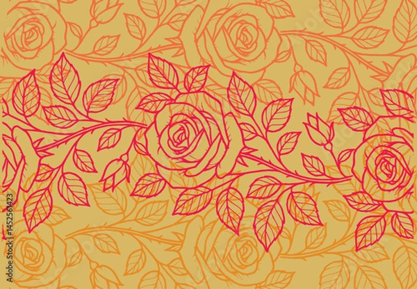 Obraz Rose Flower Batik Motif, a very distinctive Indonesian batik motif