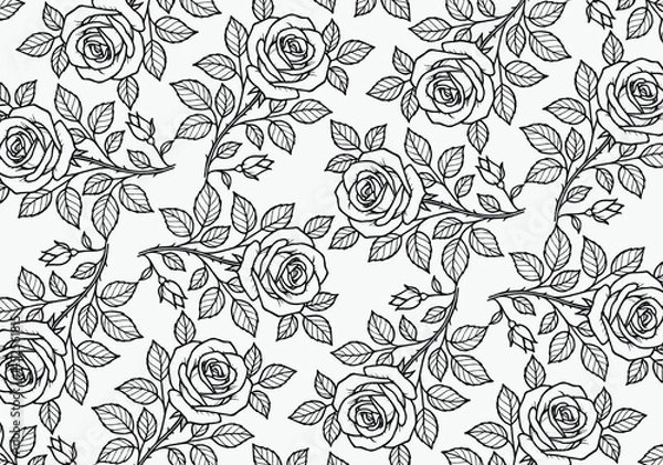Obraz Rose Flower Batik Motif, a very distinctive Indonesian batik motif