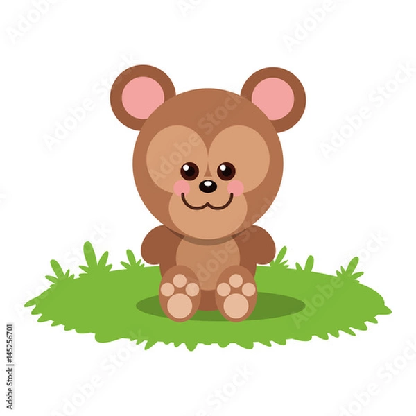 Obraz Bear cartoon icon. Animal cute adorable and creature theme. Isolated design. Vector illustration