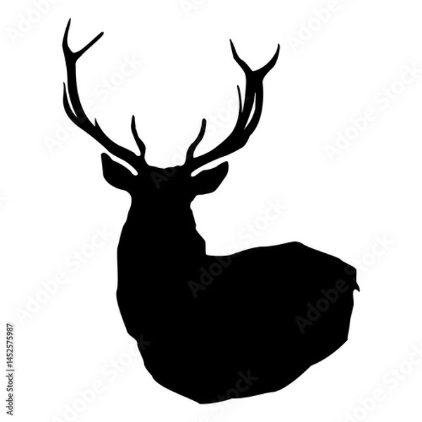Fototapeta Deer silhouette isolated over white background.Graceful deer silhouette element designs.Deer symbol vector for fantasy art and wildlife related projects.Antler buck icon. Majestic deer icon.