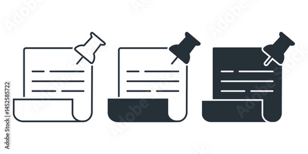 Obraz Note paper with push pin icon. Illustration vector