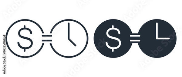 Obraz Clock and money icon. Time is money sign. Illustration vector